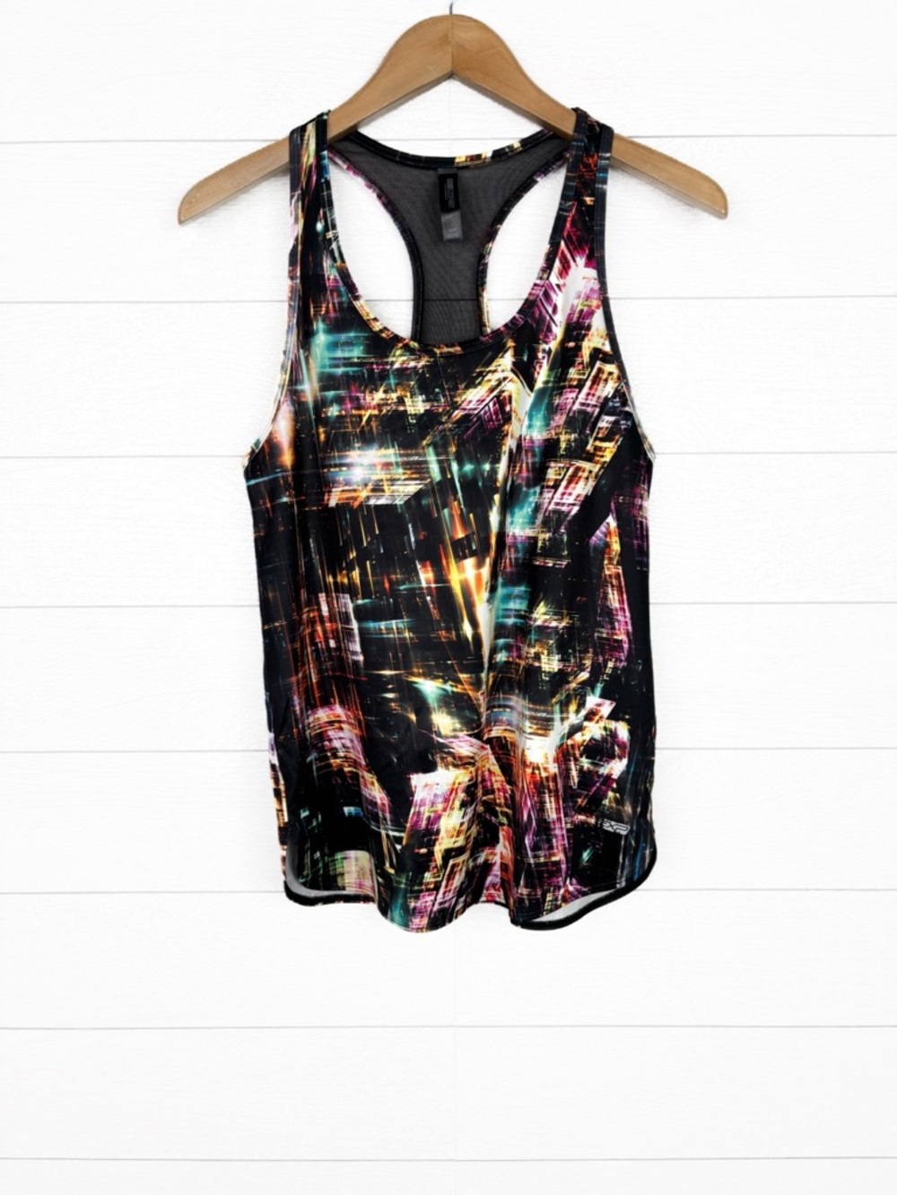 Express EXPcore Black Abstract Light Print Racerback Active Tank Top Small